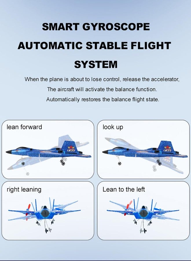 ANTSIR Remote Control Plane F-22 Raptor, 2.4GHz Durable Foam Rc Airplane with Smart Gyro/LED Lights/3 Rechargeable Batteries, RC Jet Glider Toy Gift for Kids Boys Girls 8-16 Year Old (Blue) - Image 3